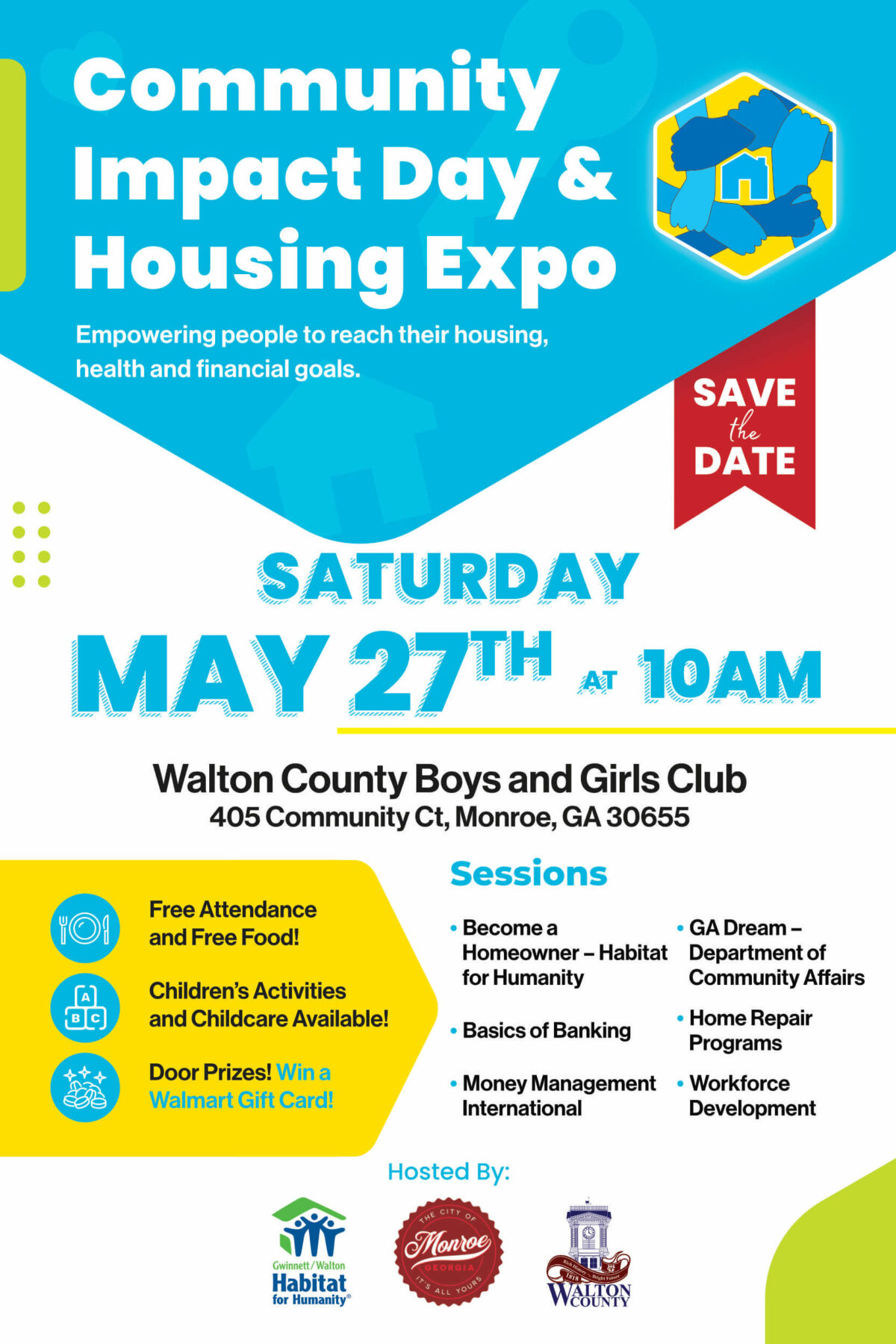 Save the Date to join us on May 27th, 2023 for the Community Impact Day at the Walton County Boys and Girls Club.